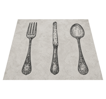 Tappeto pvc cucina posate grigie - TenStickers