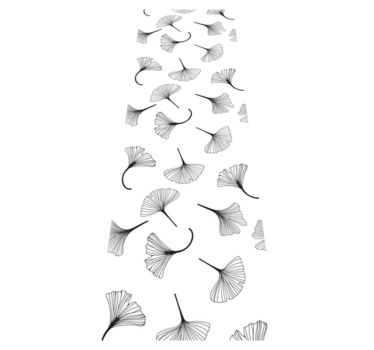 Tappeto vinile ufficio motivo foglie di ginkgo nere - TenStickers