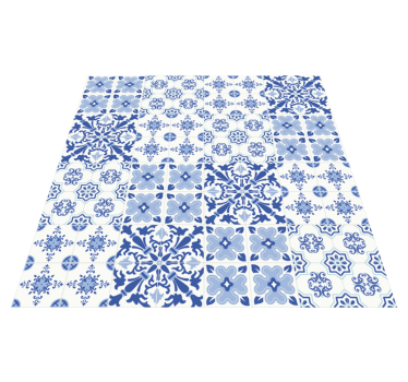 Tappeto vinile piastrelle effetto piastrella blu - TenStickers