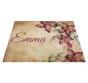 Tappeto vinile con nome fiori personalizzati - TenStickers