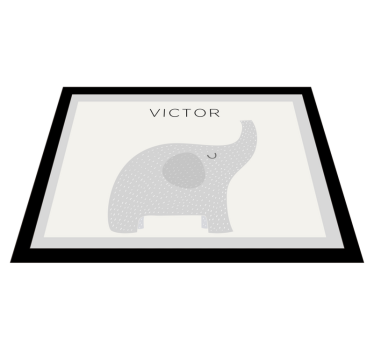Tappeto vinile con nome elefante personalizzato - TenStickers