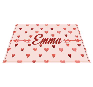 Tappeto vinile con nome tema cuore personalizzato - TenStickers