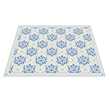 Tappeto vinile piastrelle blu ornamentale - TenStickers