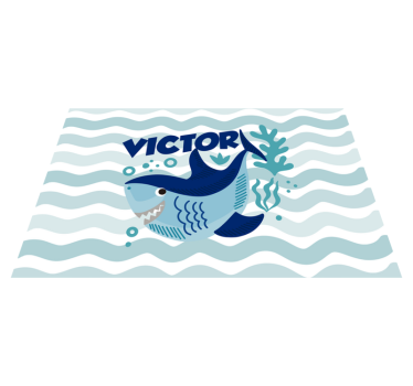 Tappeto vinile con nome illustrazione squalo personalizzata - TenStickers