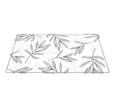 Tappeto PVC cucina foglie grigie su sfondo bianco - TenStickers