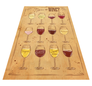 Tappeto in vinile su misura con bicchieri di vino - TenStickers