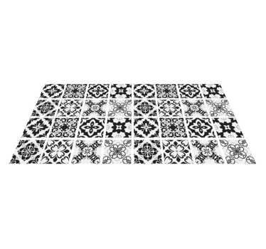 Tappeto in vinile cucina elegante monocromia - TenStickers
