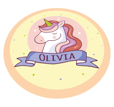 Tappeto in vinile nome unicorno con nome personalizzabile - TenStickers