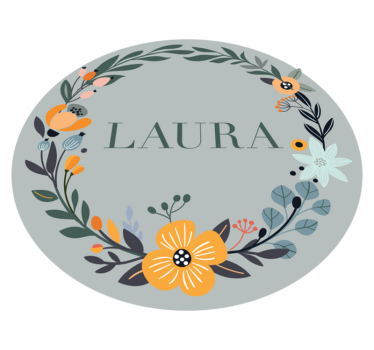 Tappeto vinile con nome disegno floreale personalizzato - TenStickers