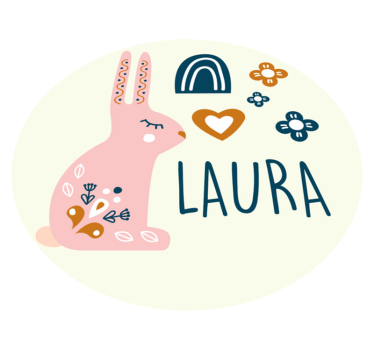 Tappeto vinile con nome coniglietto personalizzabile - TenStickers
