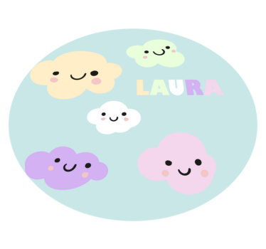 Tappeto vinile con nome nuvole personalizzabili - TenStickers