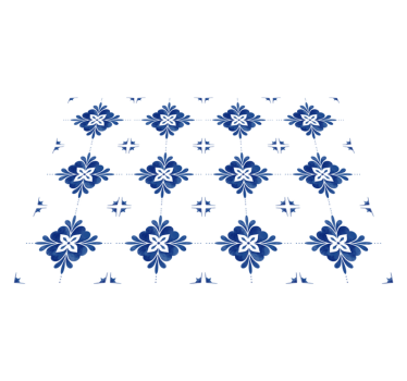 Tappeto vinile piastrelle motivi floreali blu - TenStickers