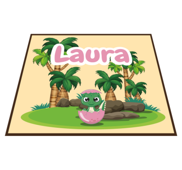 Tappeto vinile con nome scena di dinosauro personalizzata - TenStickers