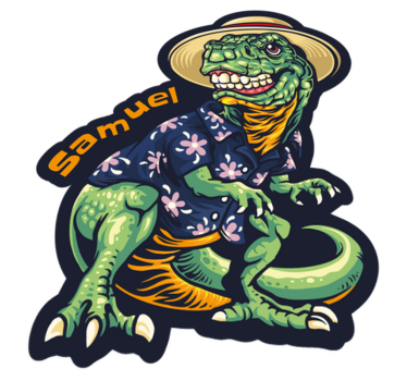 Tappeto vinile con nome abbigliamento da vacanza dinosauri - TenStickers