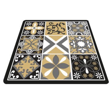 Tappeto in vinile cucina piastrelle patch oro e argento - TenStickers