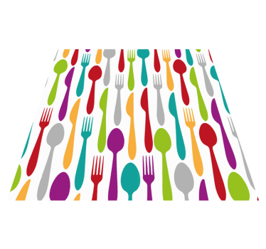 Tappeto in vinile cucina posate colorate - TenStickers