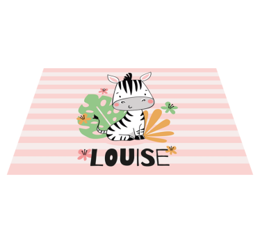 Tappeto vinile con nome zebra personalizzabile - TenStickers