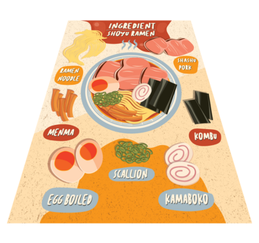Tappeto pvc cucina esposizione degli ingredienti del ramen - TenStickers