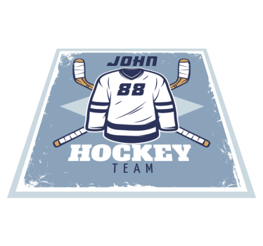 Tappeto vinile con nome emblema di hockey personalizzato - TenStickers