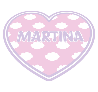 Tappeto vinile con nome a forma di cuore con nuvole - TenStickers