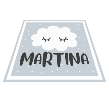 Tappeto vinile bebé nuvola grigia con nome - TenStickers