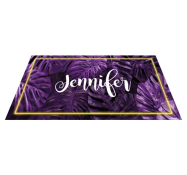 Tappeto vinile camera da letto monstera viola con nome - TenStickers