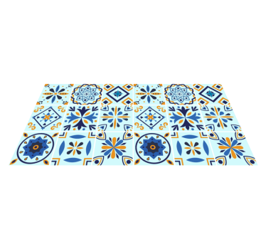 Tappeto vinile cucina modello di piastrelle sfondo blu - TenStickers