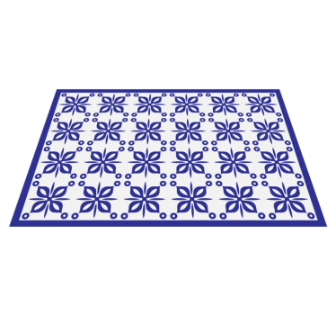 Tappeto vinile piastrelle elemento floreale blu - TenStickers