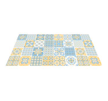 Tappeto pvc cucina piastrelle blu gialle - TenStickers