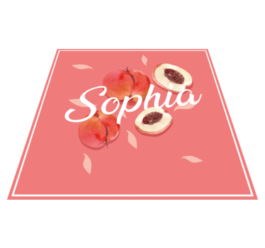 Tappeto vinile per ragazzi pesche rosa con nome - TenStickers