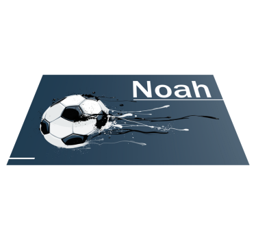 Tappeto vinile per ragazzi azione di calcio con nome - TenStickers