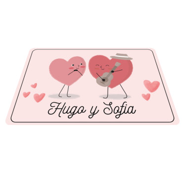 Tappeto vinile camera da letto duo cuori con nome - TenStickers