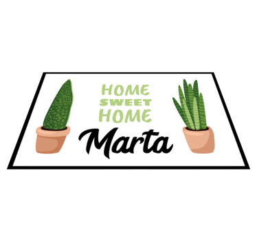 Tappeto vinile con nome dolce casa con piante - TenStickers
