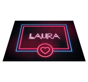Tappeto vinile con nome insegna al neon amore - TenStickers