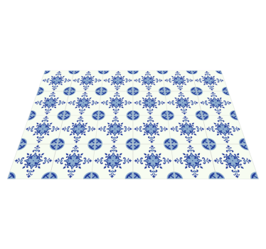 Tappeto vinile piastrelle disposizione di fiori azzurri - TenStickers