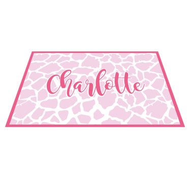 Tappeto vinile con nome disegno mucca rosa - TenStickers