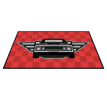 Tappeto vinile per bambini muscle car a scacchi - TenStickers