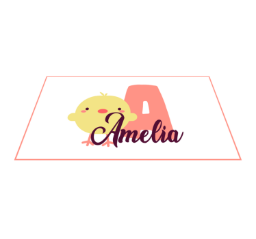 Tappeto vinile bebé pulcino con nome e iniziale - TenStickers