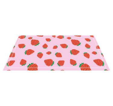 Tappeto in pvc con fiori e piante Motivo fragole su sfondo rosa - TenStickers