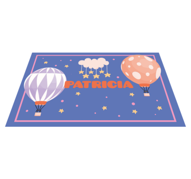 Tappeto vinile con nome avventure in mongolfiera - TenStickers