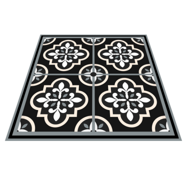 Tappeto vinile piastrelle mosaico bianco e nero - TenStickers