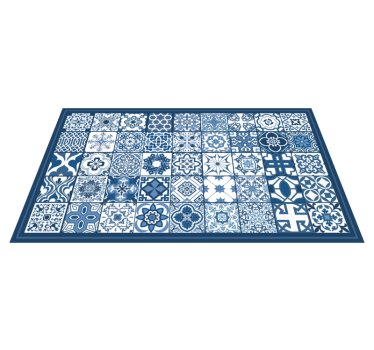 Tappeto vinile piastrelle classici motivi blu - TenStickers