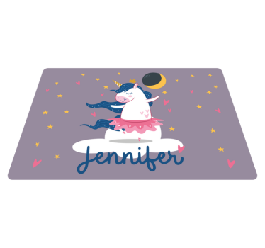 Tappeto pvc nome Ballerina unicorno su nuvola - TenStickers