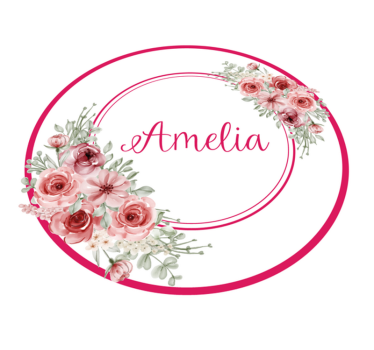 Tappeto vinile camera da letto monogramma floreale con nome - TenStickers