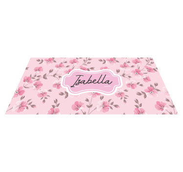 Tappeto vinile per ragazzi disegno floreale rosa con nome - TenStickers
