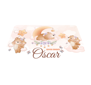 Tappeto vinile con nome buonanotte orsetti - TenStickers