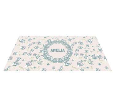 Tappeto vinile camera da letto disegno floreale con nome - TenStickers