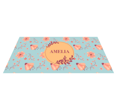 Tappeto vinile con nome composizione floreale - TenStickers