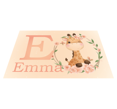 Tappeto vinile con nome illustrazione giraffa incantevole - TenStickers