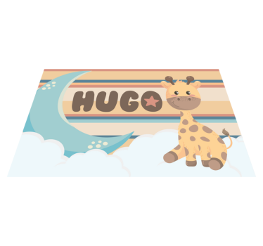 Tappeto vinile con nome disegno della giraffa - TenStickers